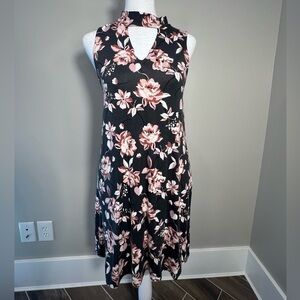 ✨Aeropostale Medium floral sleeves Midi Sundress keyhole mock neck